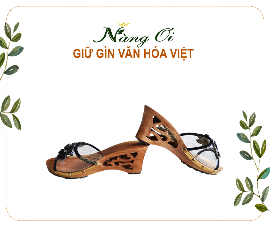 guốc lọng cổ truyền cao 7cm làm từ gỗ xoan tự nhiên 
